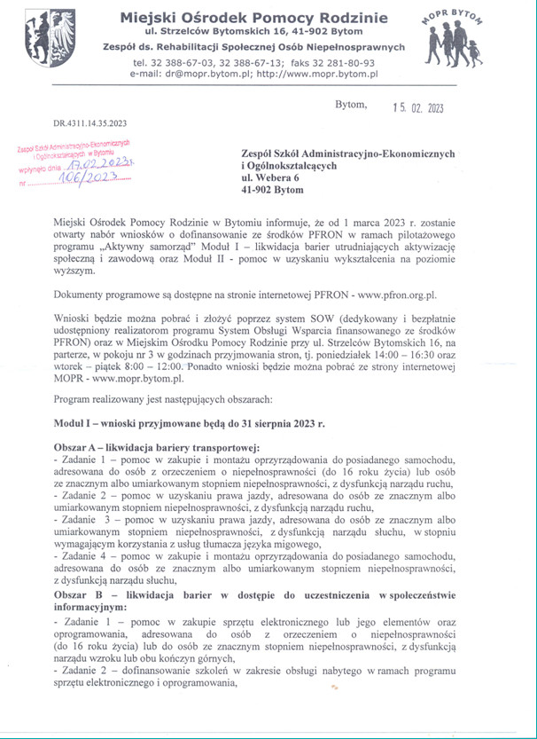 Informacja o&nbsp;wnioskach do PFRON